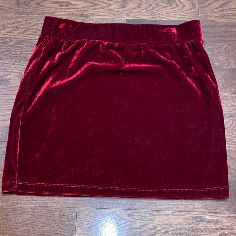Red velur skirt